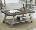 Athens Contemporary 3-Piece Wood Shelf Coffee Table Set in Weathered Walnut and Gray